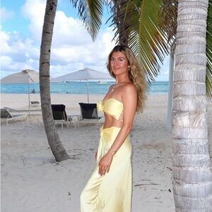 White Fox Boutique Pale Yellow Two-Piece Beach Set